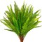 Boston Ferns Artificial Plants 19” Long Stems Faux Greenery Real-Touch Plastic Bush Green Leaves UV-Resistant Indoor Outdoor DIY Decor Mothers Day Gift, Pack 4pcs